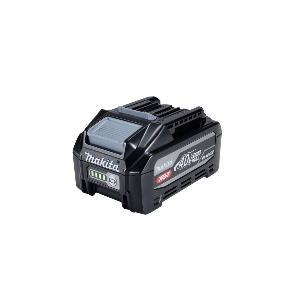 Makita BL4040F 40V max XGT 4.0Ah High Power Battery showing LED charge indicator and rugged housing for heavy-load cordless tool applications