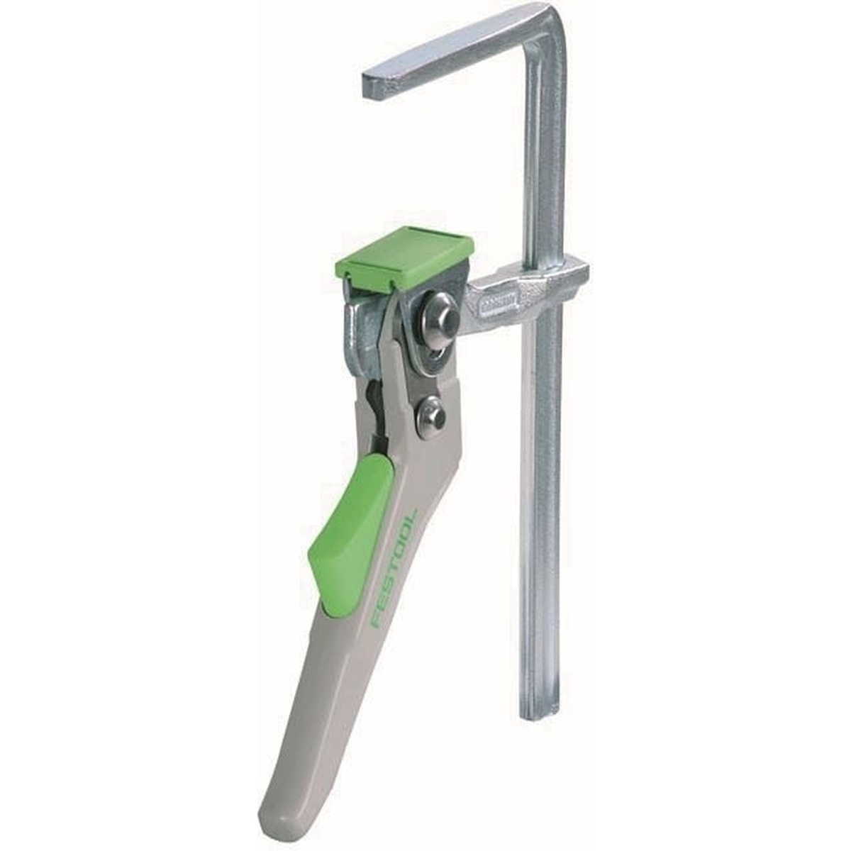 Festool Quick Ratcheting Clamp single clamp detail showing 6-5/8 inch capacity for holding material on a guide rail or multifunction table