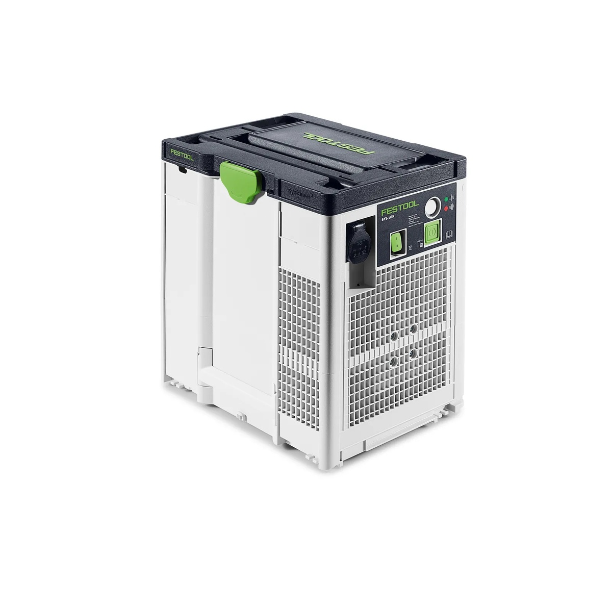 Festool SYS-AIR air filtration system rear control panel with power switch, airflow settings, and filter warning indicators