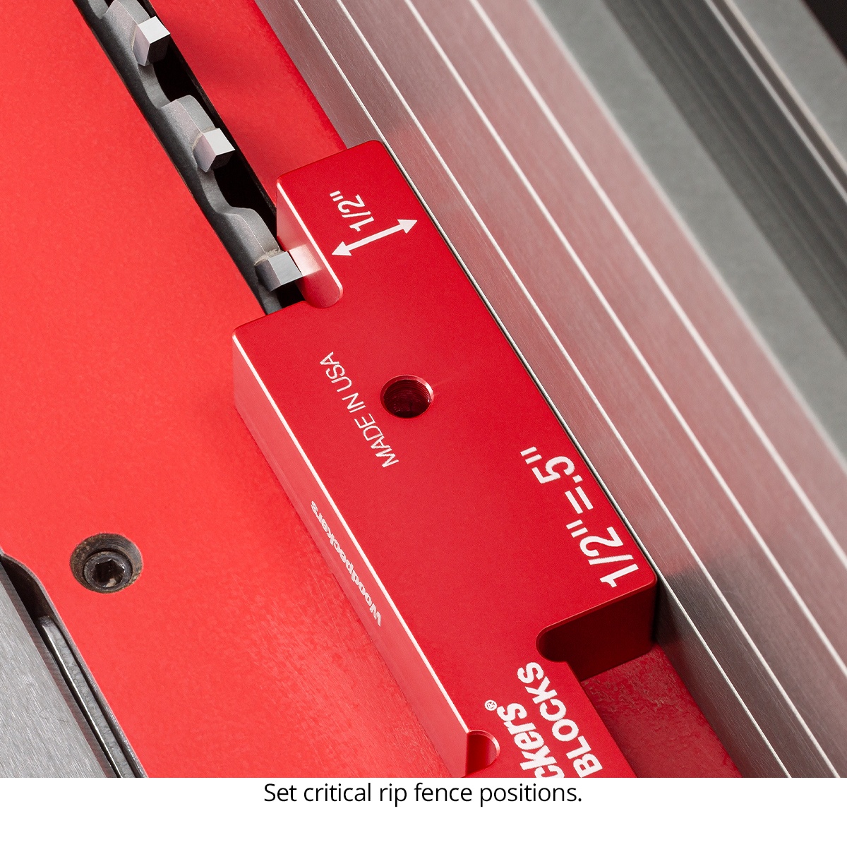 Woodpeckers 3D Setup Blocks w/Rack-It - 3D-SUB7 setting a table saw rip fence position for precise woodworking setup