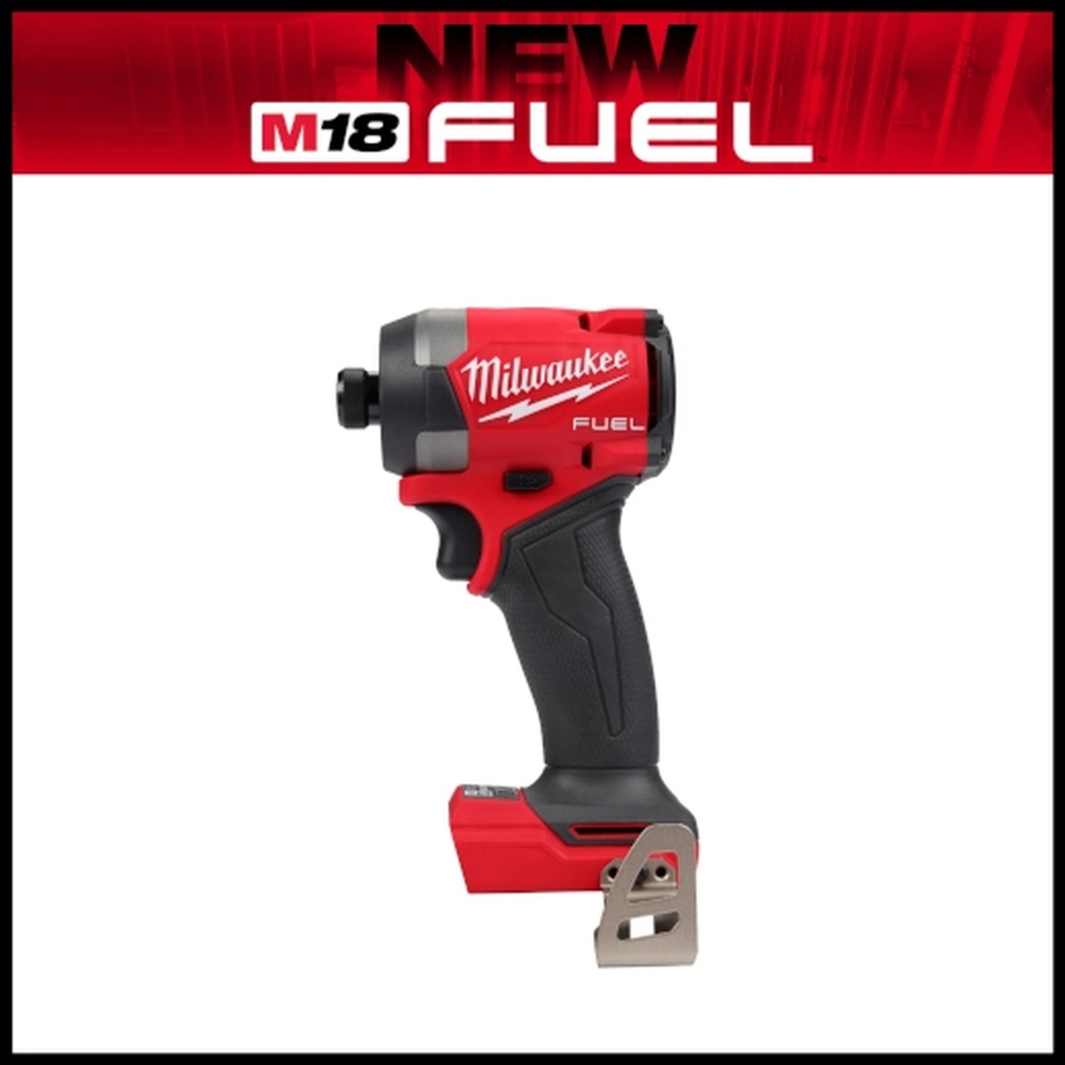 Milwaukee M18 FUEL 1/4 in Hex Impact Driver clean product view showing the compact cordless fastening tool used for tight-space screw driving on jobsites