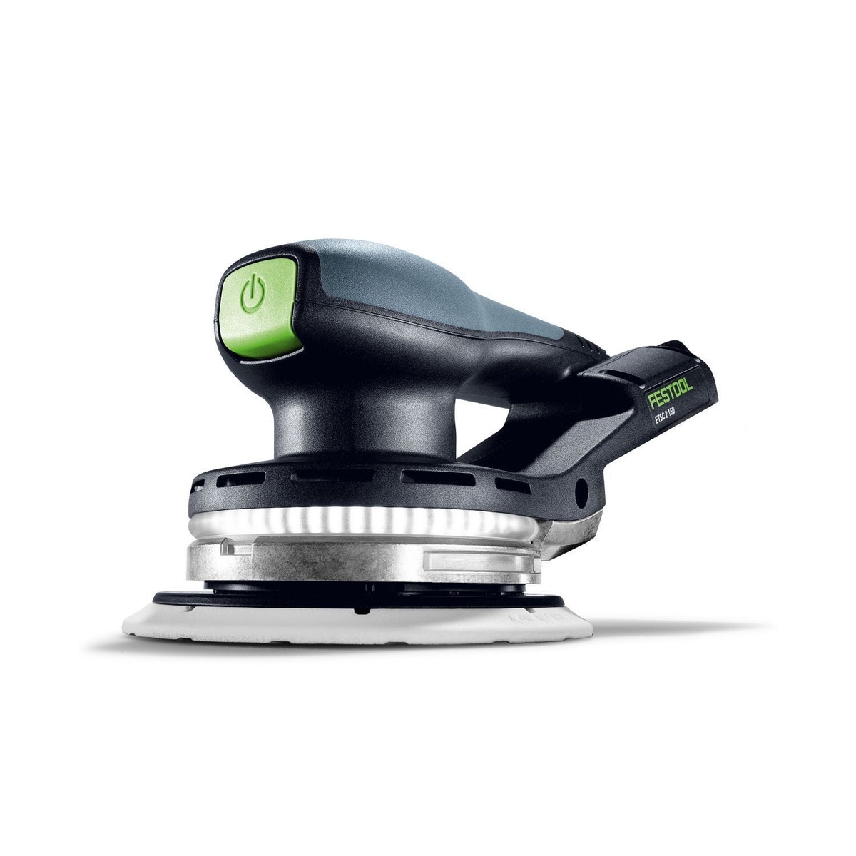 Festool Cordless 18V ETSC 2 150mm (6-in.) Sander close-up showing the compact body and sanding pad for controlled finish sanding on wood surfaces