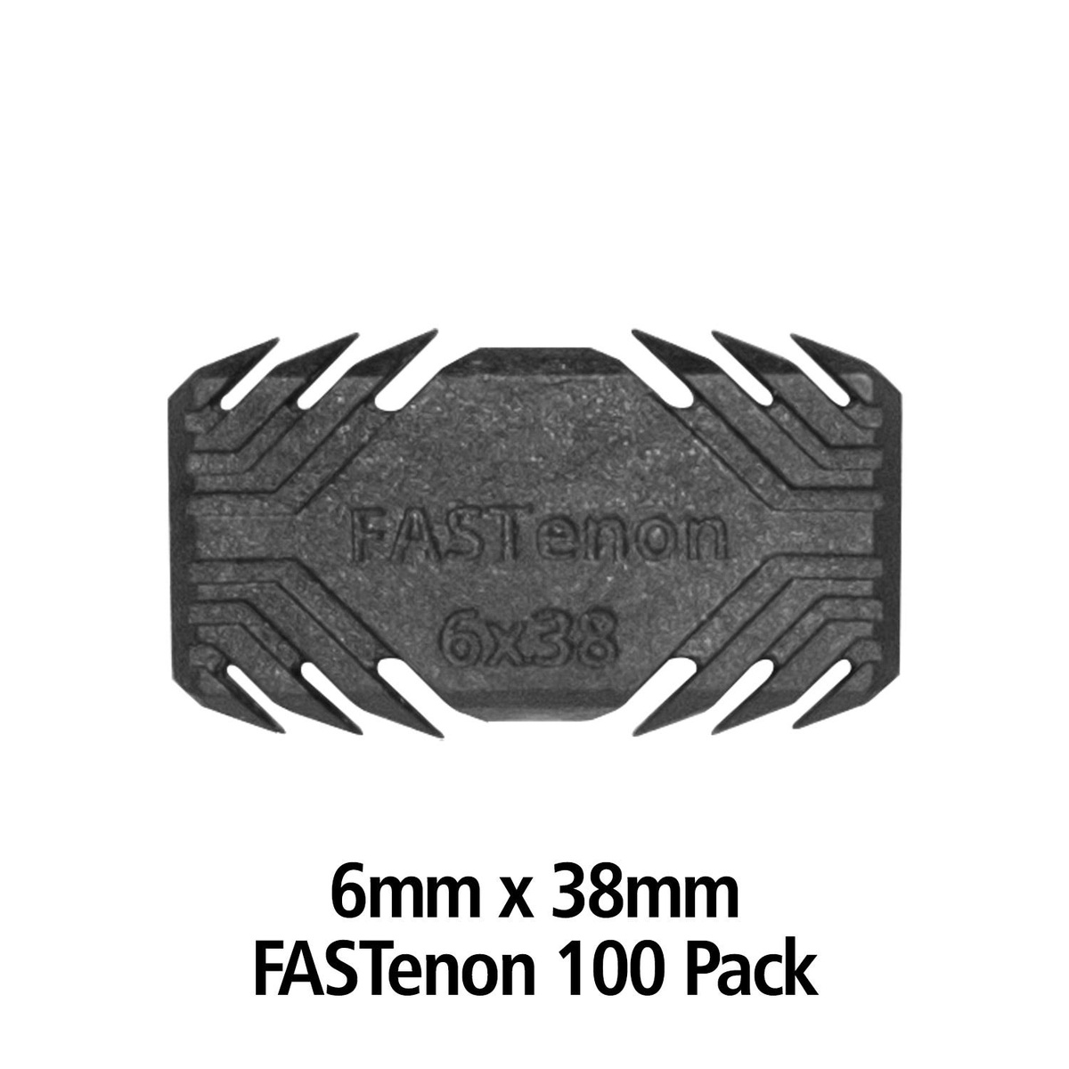 Fastcap 6mm x 38mm Fastenon for Festool DOMINO, 100-Pack being used to join wood panels on a workbench during cabinet assembly