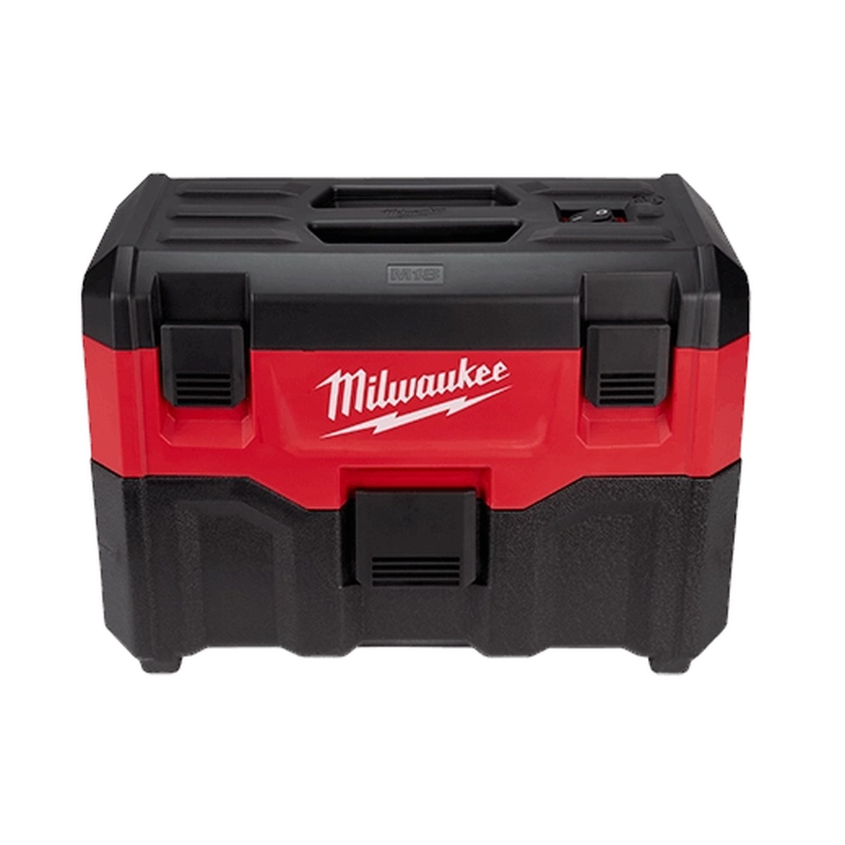 Front view of Milwaukee 0880-20 M18 2-Gallon Wet/Dry Vacuum compact portable jobsite vacuum on a white background