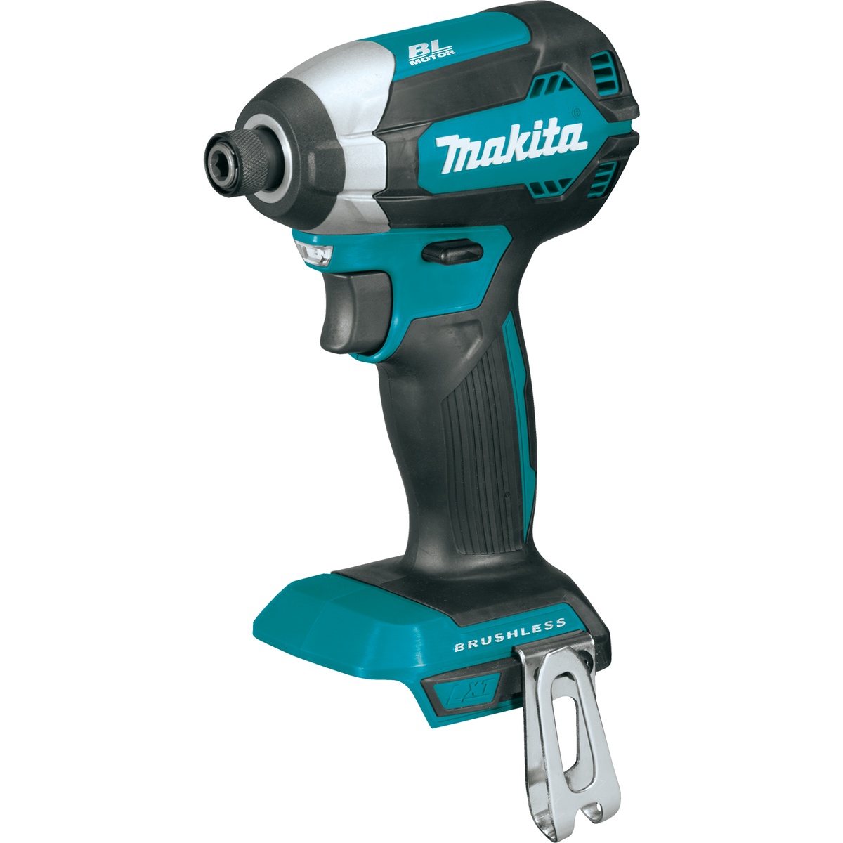 Makita XDT13Z 18V LXT Brushless Cordless Impact Driver shown in clean side profile to highlight its compact 5 inch body for fastening work in tight cabinets, framing bays, and service spaces