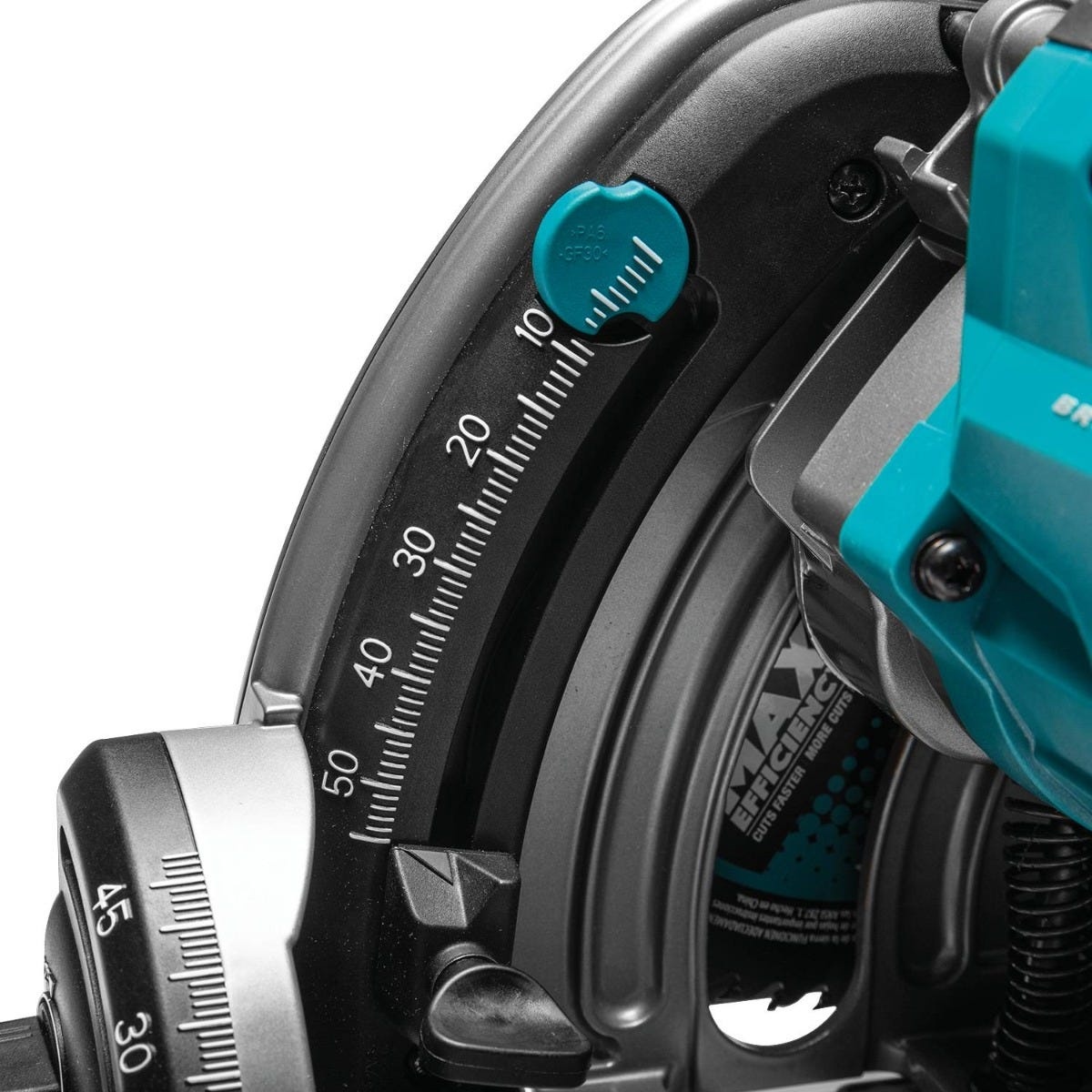 Makita plunge track saw depth adjustment used to set scoring depth for melamine, MDF, and finish panel cutting with reduced tear-out