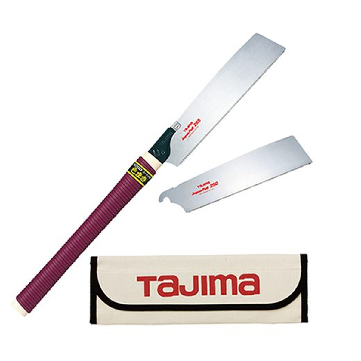 Tajima JPR-SET Japan Pull Hand Saw Set with handle, interchangeable wood-cutting blades, and carrying case on a clean background for shop and jobsite use