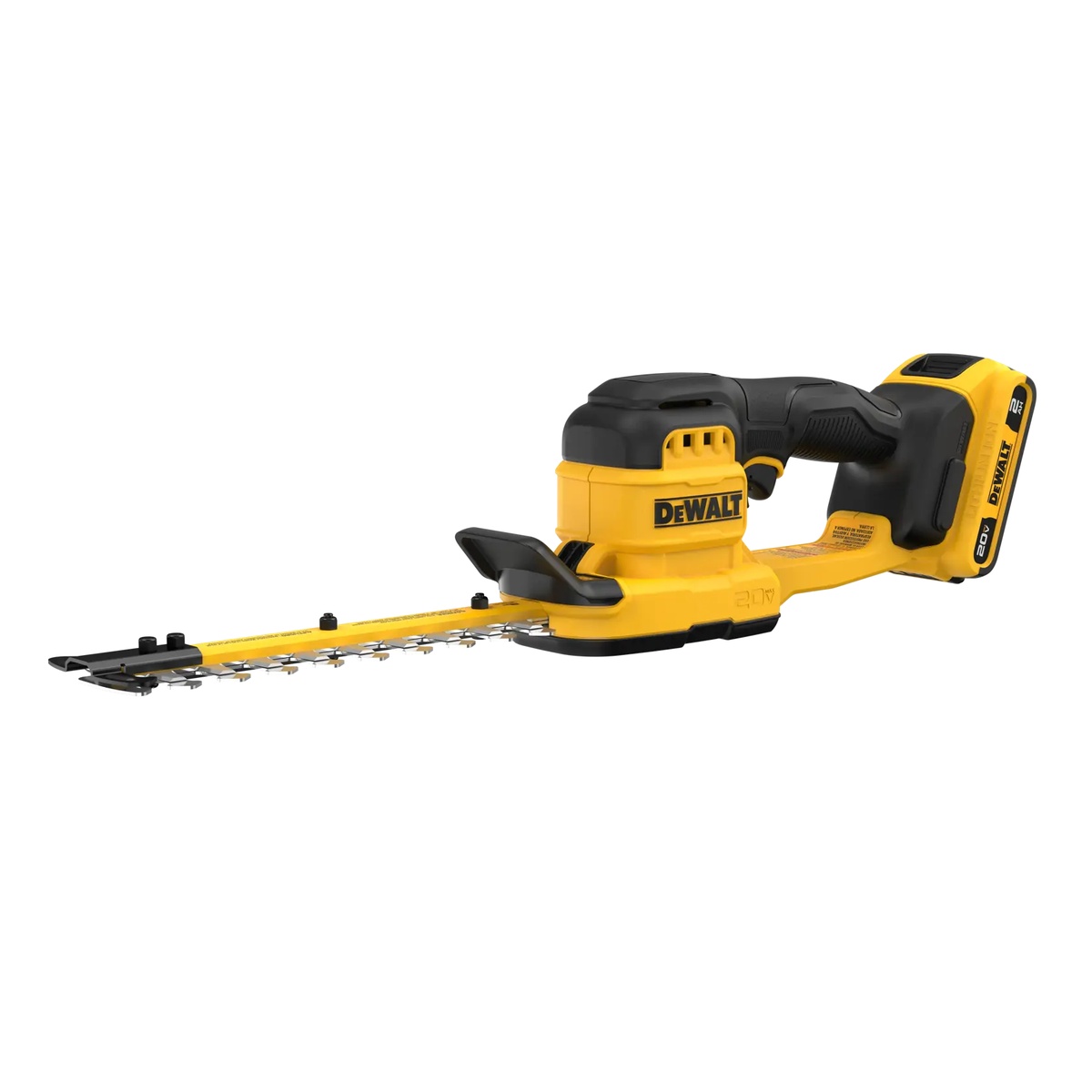 DeWALT DCHT823D1 20V MAX 8-in. Cordless Compact Hedge Trimmer Kit product view showing compact body, ergonomic grip, and battery interface