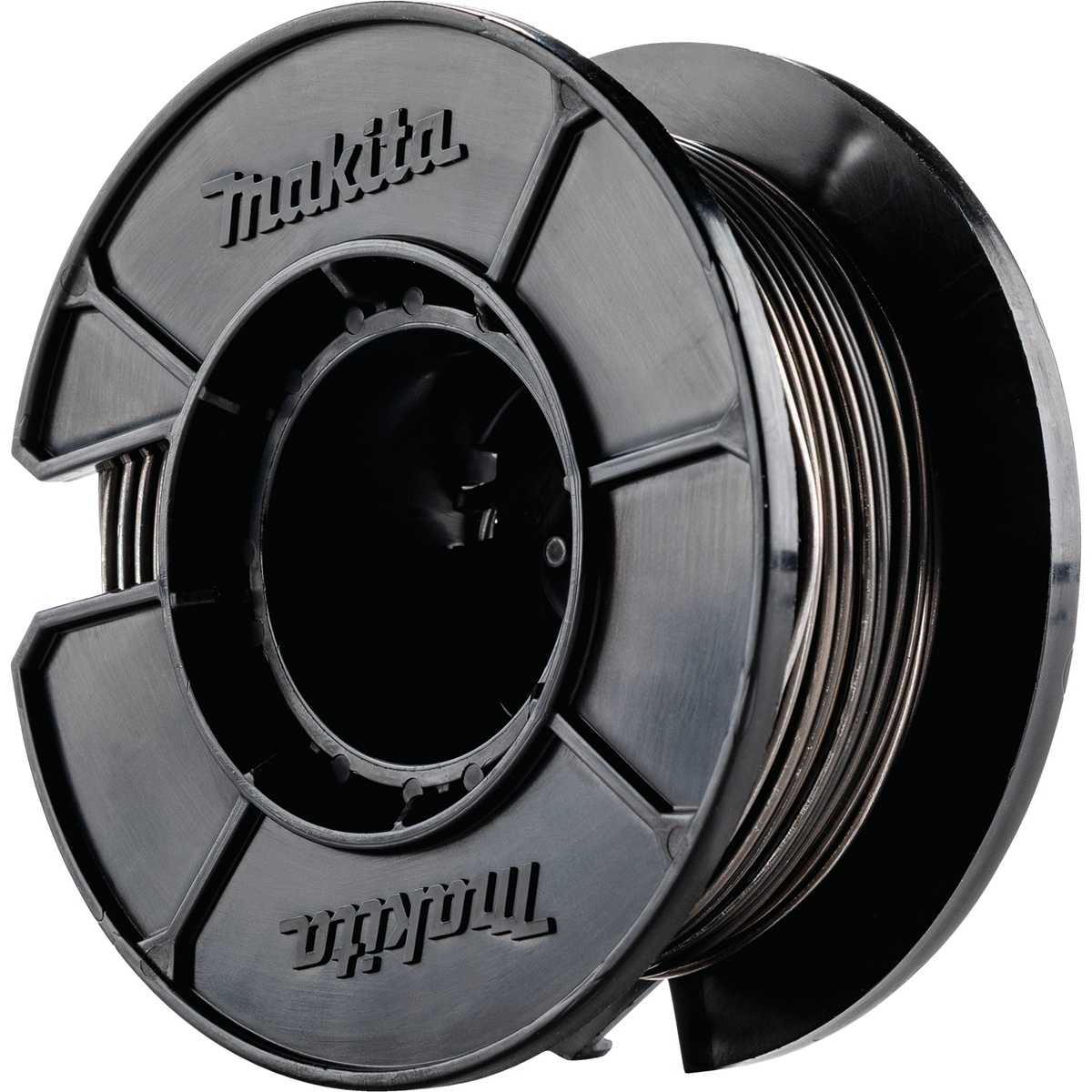 Makita 1915N0-0 Steel Tie Wire Reel for GRT01 Rebar Tying Tool shown as a 16 gauge black annealed steel wire reel for concrete reinforcement tying work