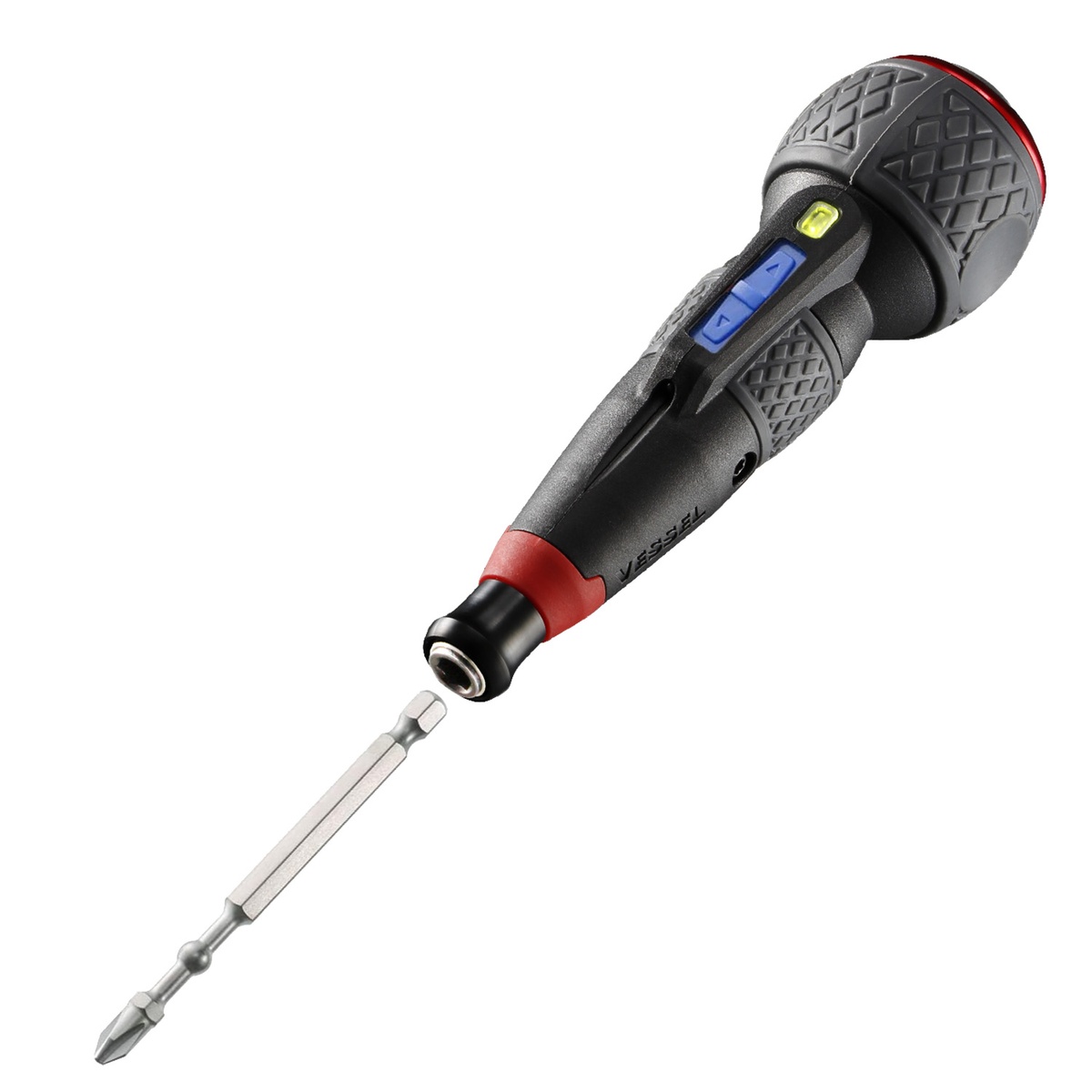 Vessel 220USBP5U e-ASSIST Screwdriver shown with installed hex bit for fastening work on equipment, panels, and general assembly tasks