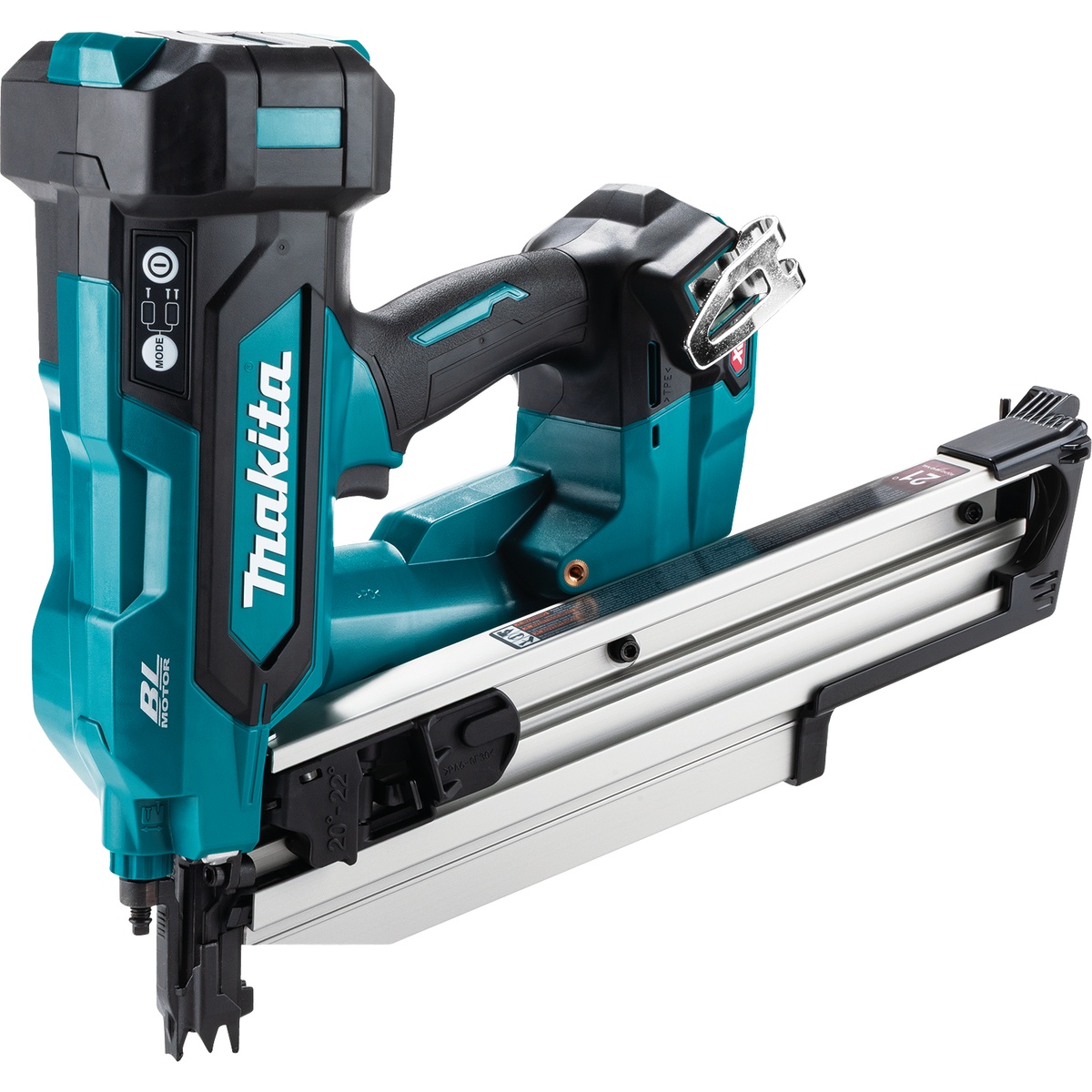 Makita GNB02Z 40V max XGT Brushless Cordless 21 Degree Full Round Head 3-1/2 in. Framing Nailer shown in clean side view for cordless framing and structural wood fastening on the jobsite
