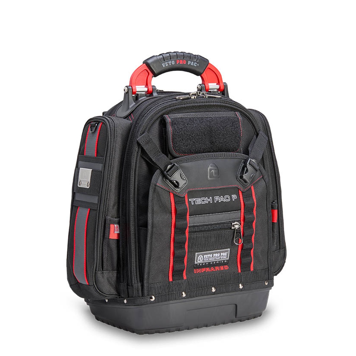 Veto Pro Pac TECH PAC P INFRARED large tool backpack shown closed with rigid base and structured exterior