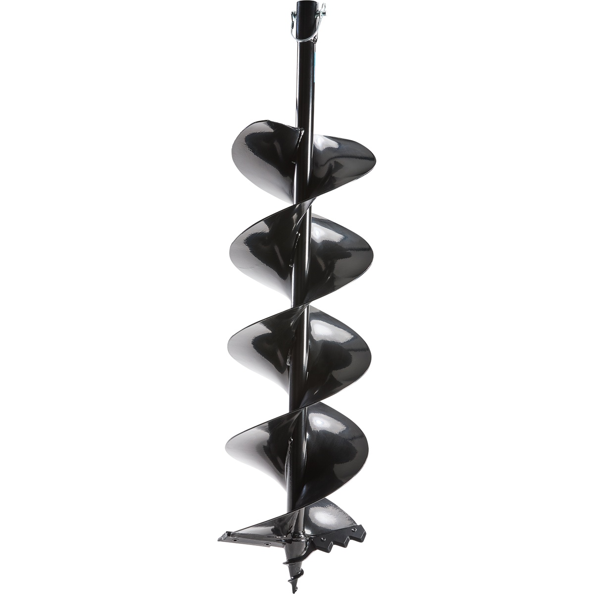 Makita E-25672 8 Inch Earth Auger Drill Bit shown as a steel spiral auger accessory for digging 8 inch holes in soil for post setting and planting
