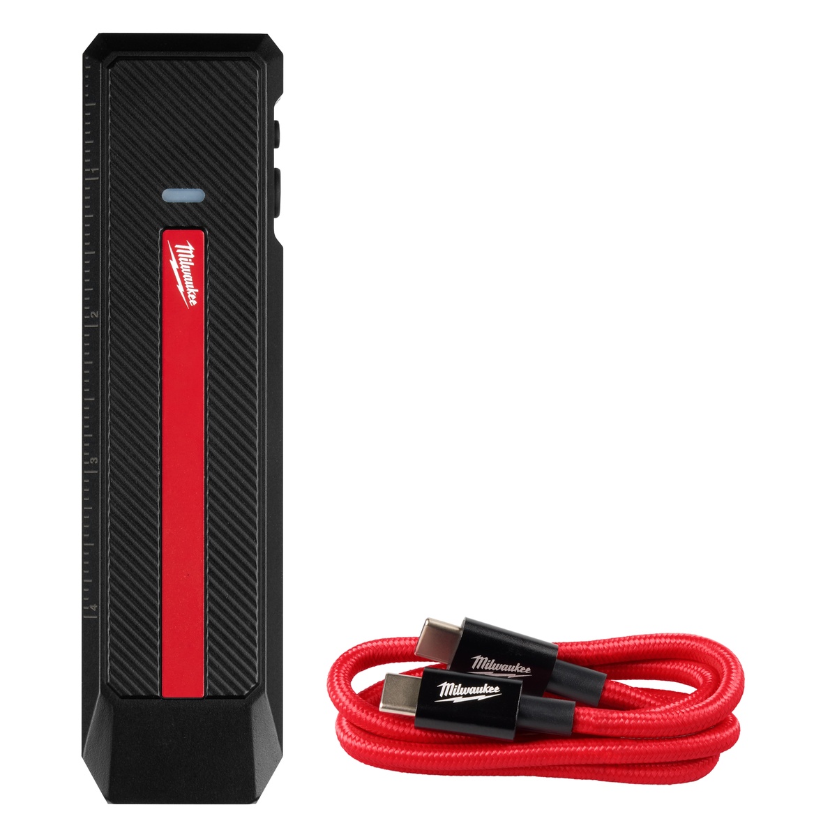 Milwaukee 2016R USB Rechargeable 1300-Lumen Flat Flashlight w/ Green Laser with included heavy-duty USB-C cable for convenient jobsite recharging