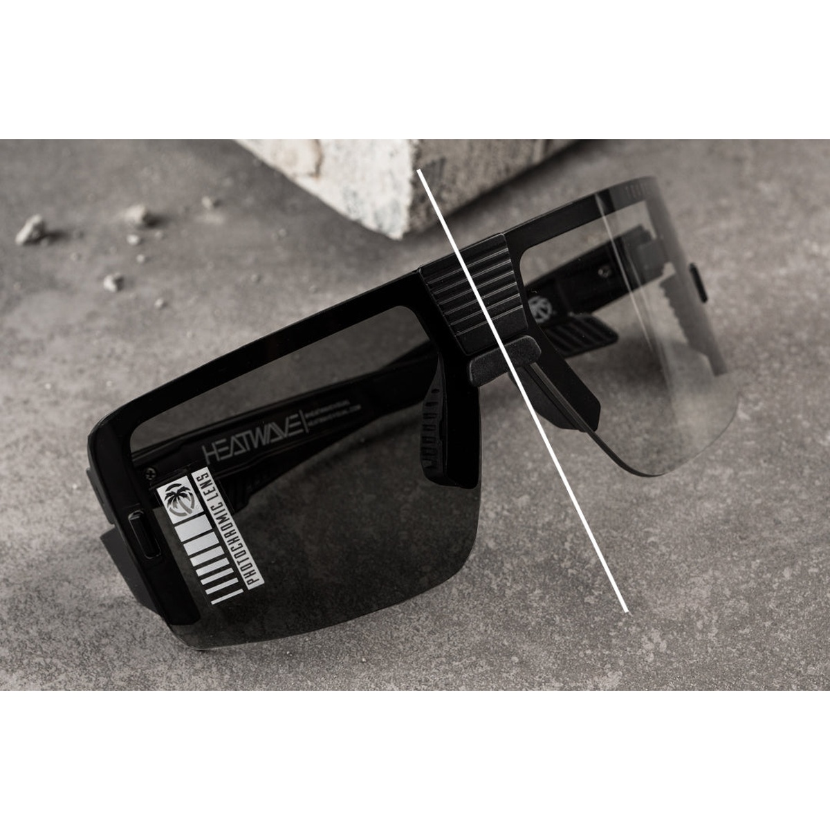 Heat Wave Visual Vector Sunglasses: Photochromic Lens Z87+ safety sunglasses with darkened photochromic lens and side coverage for impact-rated eye protection in work environments