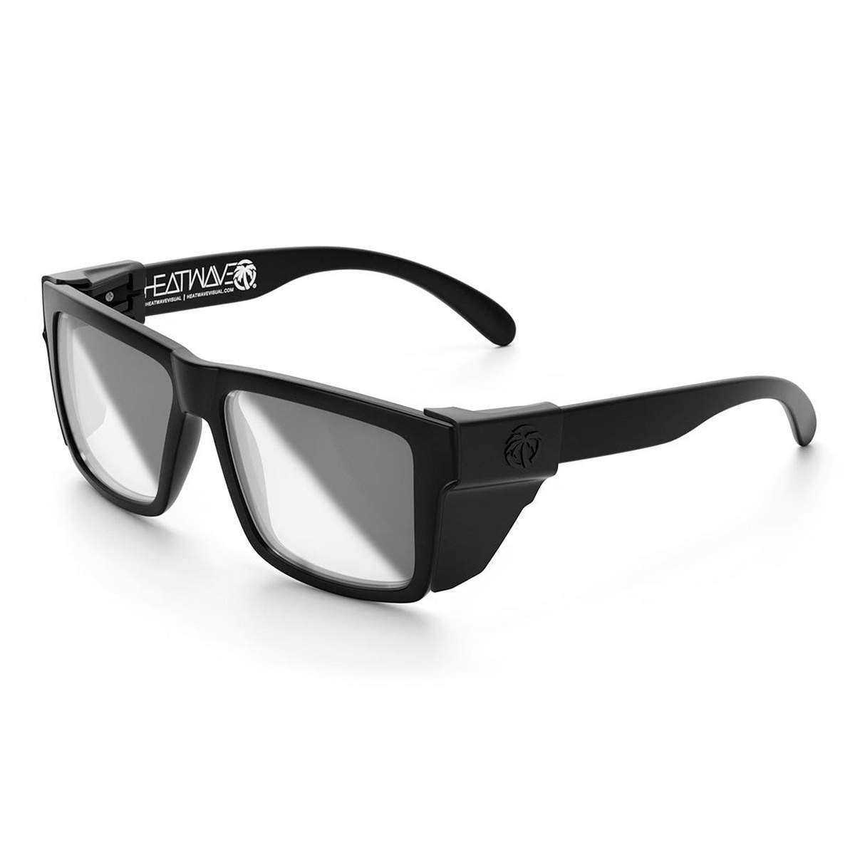 Heat Wave VISE Z87 sunglasses with black side shields installed for added lateral coverage in fabrication, grinding, and debris-heavy work areas