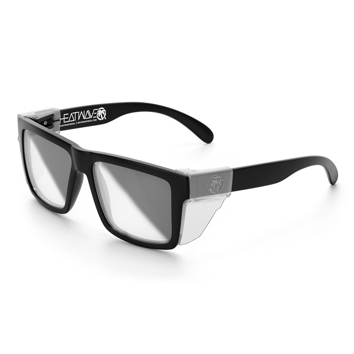 Heat Wave VISE Z87 sunglasses with clear side shields attached for added protection during mixed indoor and outdoor jobsite use