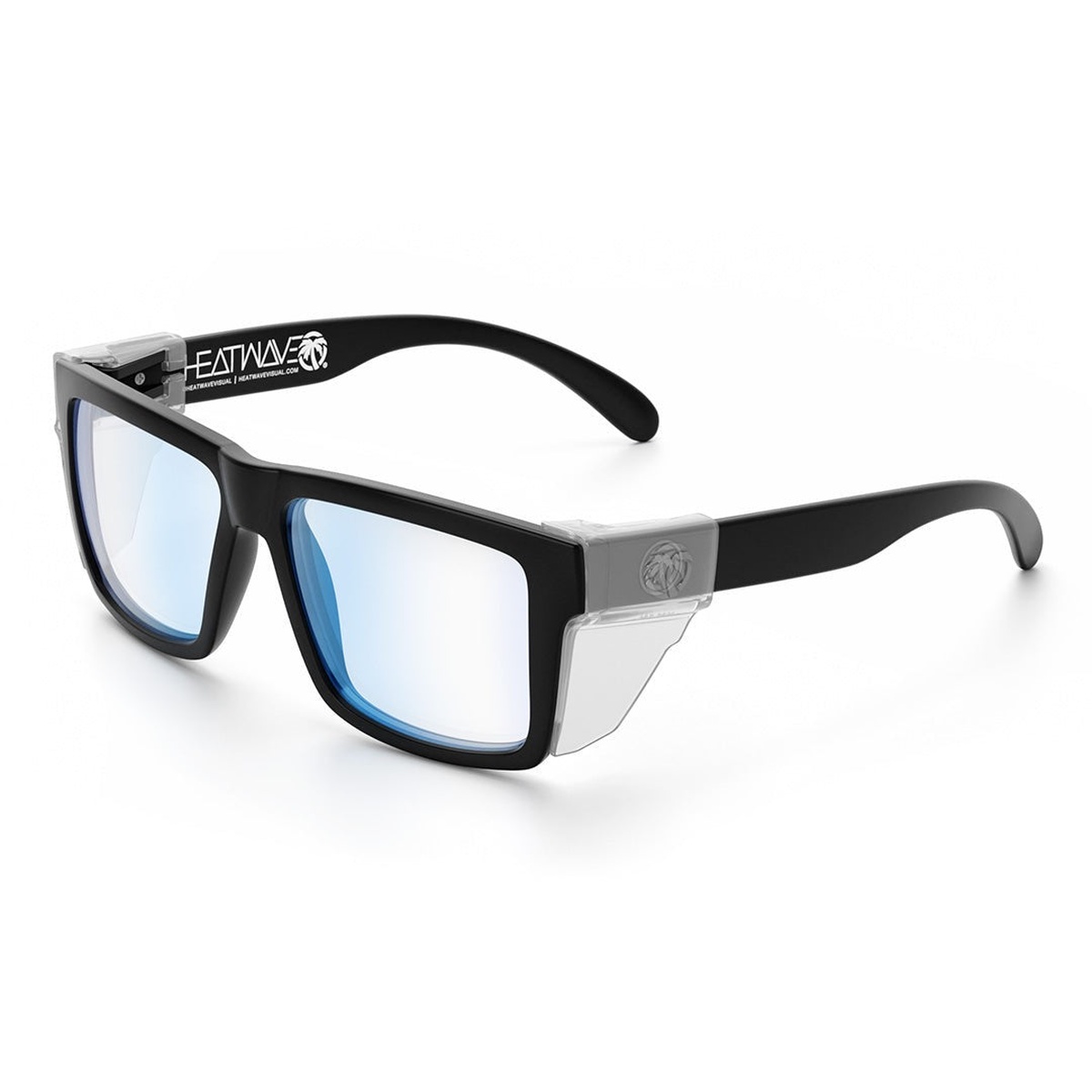 Heat Wave Visual VISE Z87 Sunglasses Black Frame Blue Light Blocking Lens with clear side shields for added lateral protection in shop and jobsite environments