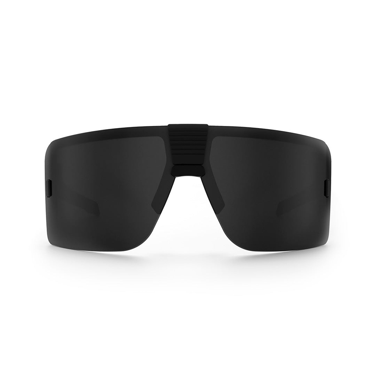 Heat Wave Visual XL Vector Sunglasses Black Z87+ front view with black polarized shield lens for bright outdoor work and riding conditions