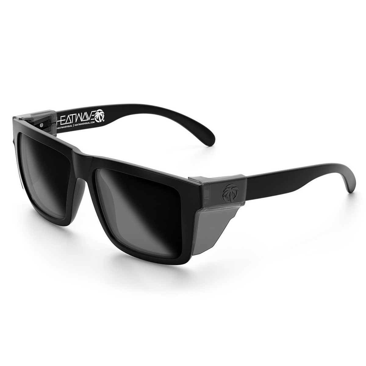 XL VISE Z87 Sunglasses Black Frame: SUPER Photochromic Lens with smoke side shields installed for added side coverage during dusty or debris-prone tasks