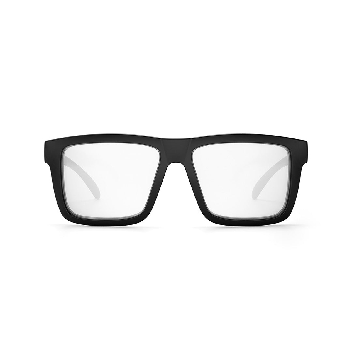 front view of Heat Wave Visual XL VISE Z87 Sunglasses Black Frame Clear Lens showing wide field of view for indoor work and low-light environments