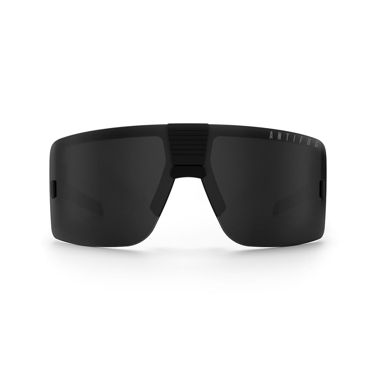 Heat Wave Visual Vector Sunglasses: Anti Fog Black Z87+ front view showing full shield lens for bright outdoor jobsite and shop conditions