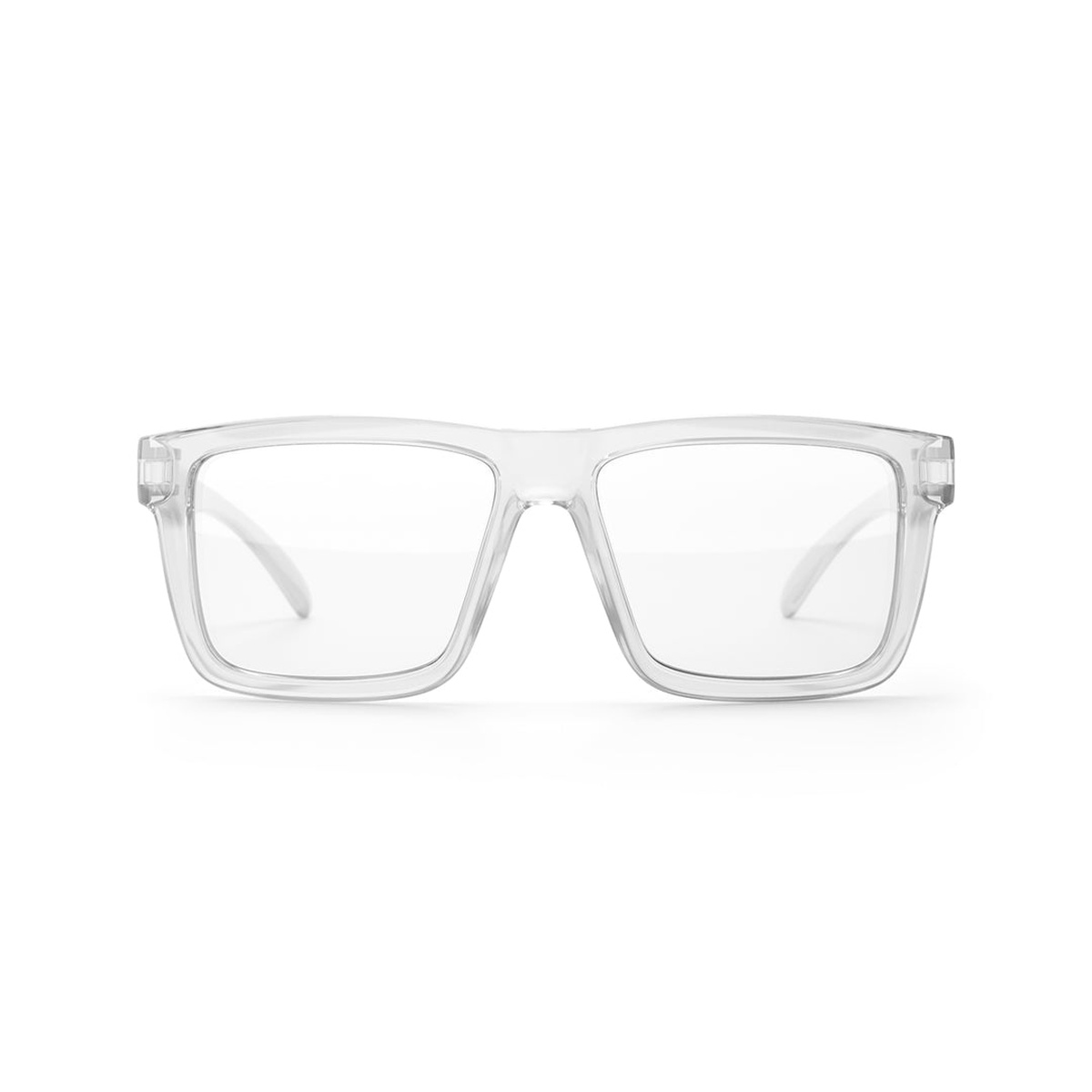 Heat Wave Visual XL VISE Z87 Glasses Anti Fog Clear Lens front view showing oversized clear safety glasses shape for larger head fit and broad coverage