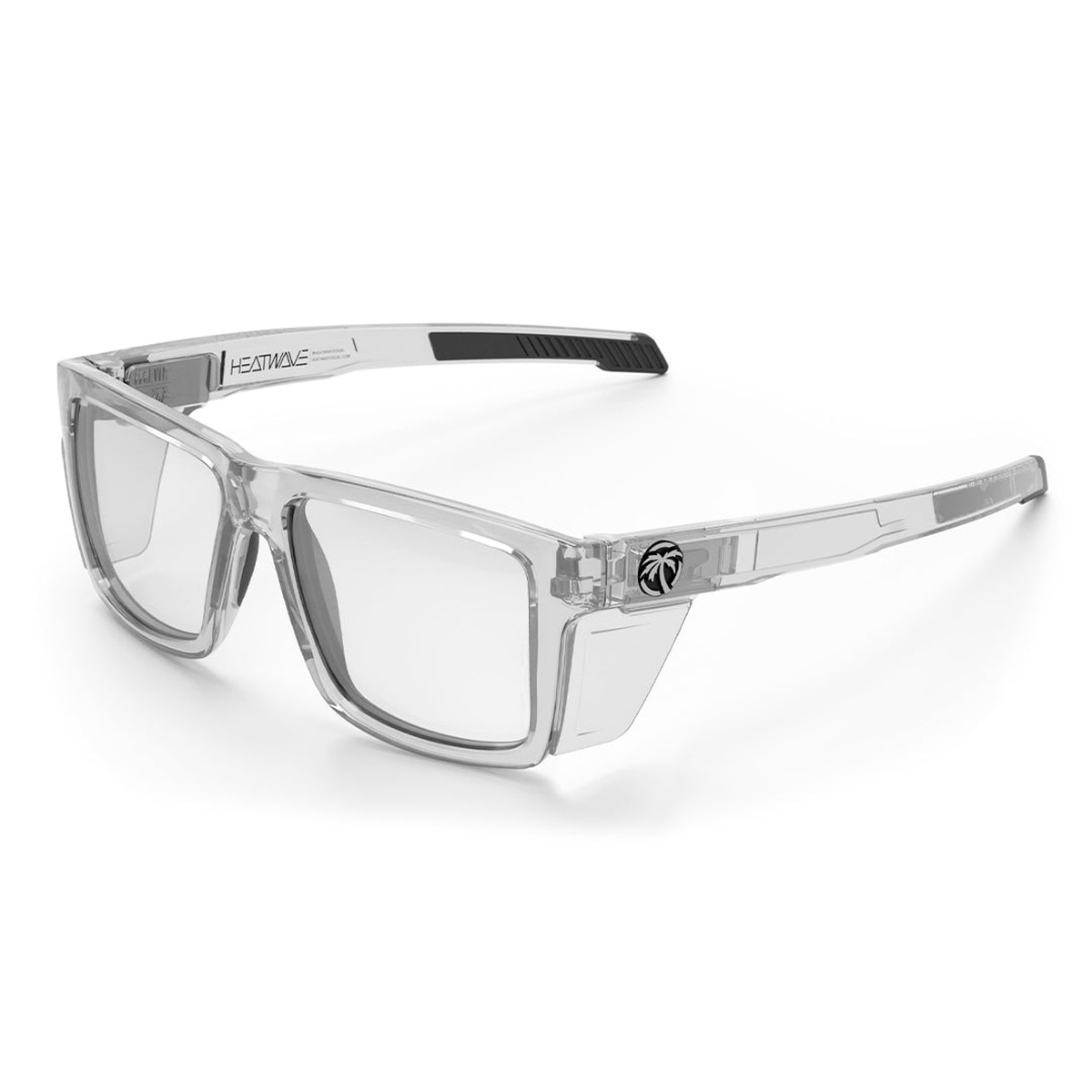 Heat Wave Visual Performance Vise Sunglasses Vapor Clear Frame Clear Lens Z87+ with integrated side shields for debris protection in shop and jobsite use
