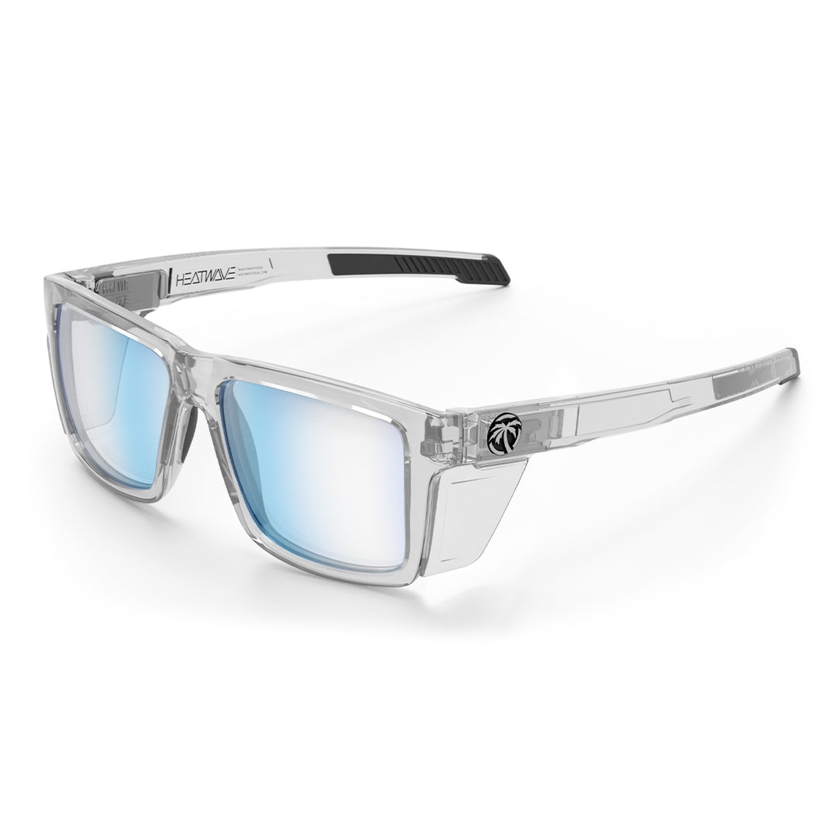 Heat Wave Visual Performance Vise Sunglasses: Vapor Clear Frame Blue Light Blocking Lens Z87+ with integrated side shields for shop and jobsite eye protection