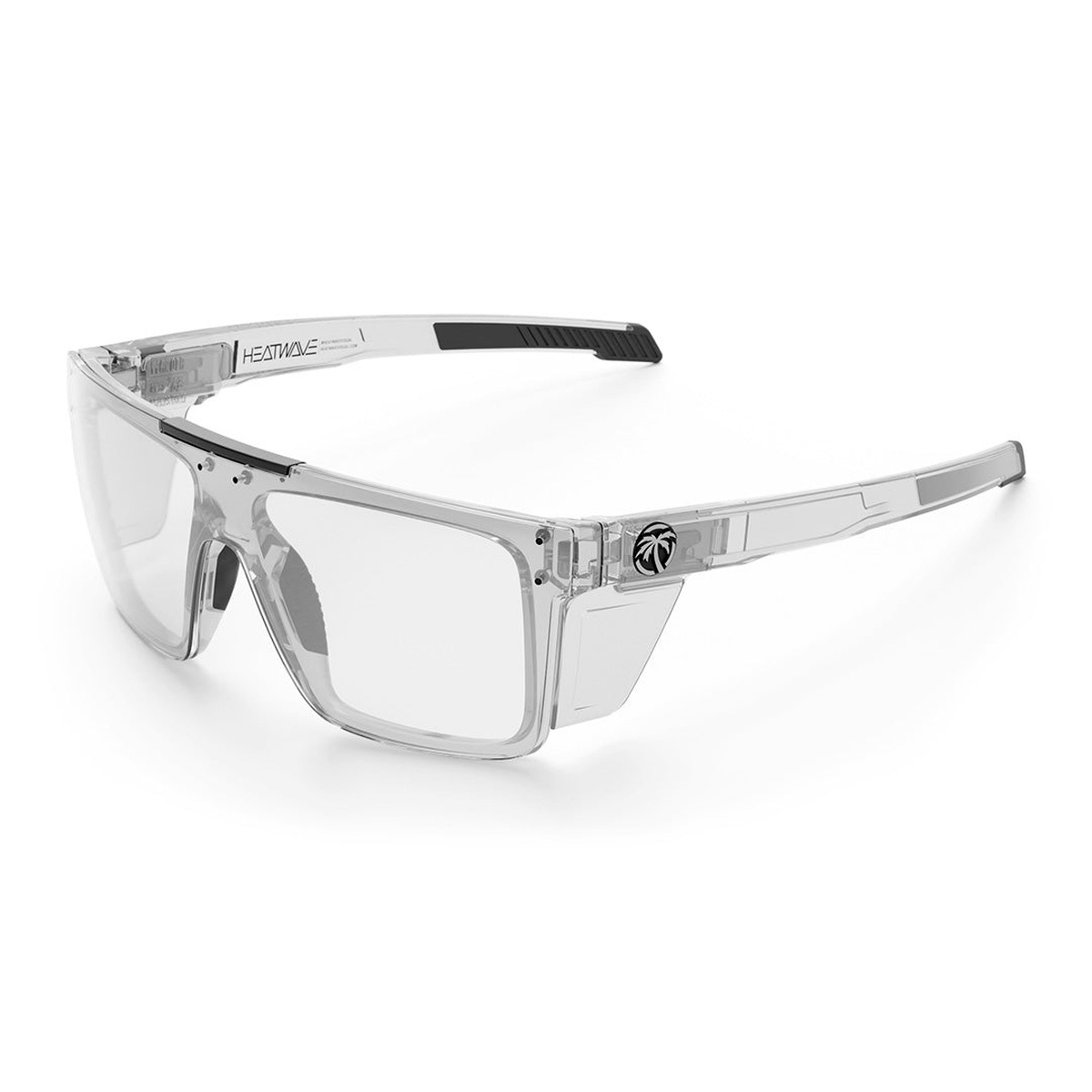 Heat Wave Visual Performance Quatro Sunglasses Anti Fog Clear Lens Z87+ with side shields installed for worksite debris protection and clear visibility