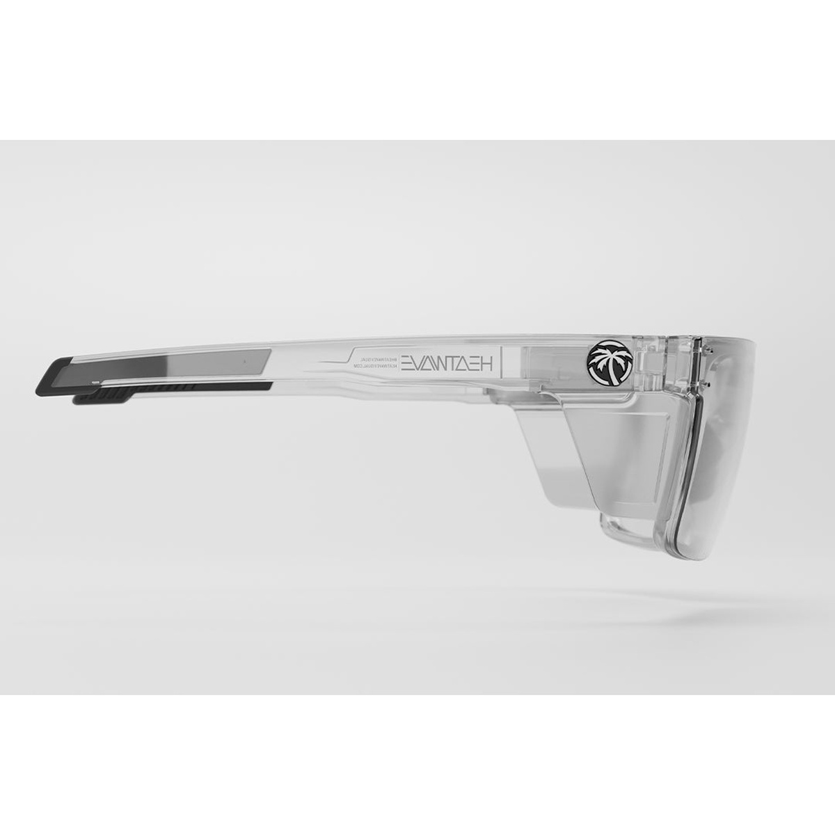 Heat Wave Visual Performance Quatro Sunglasses Anti Fog Clear Lens Z87+ side view showing clear protective lens and side shield for active work conditions