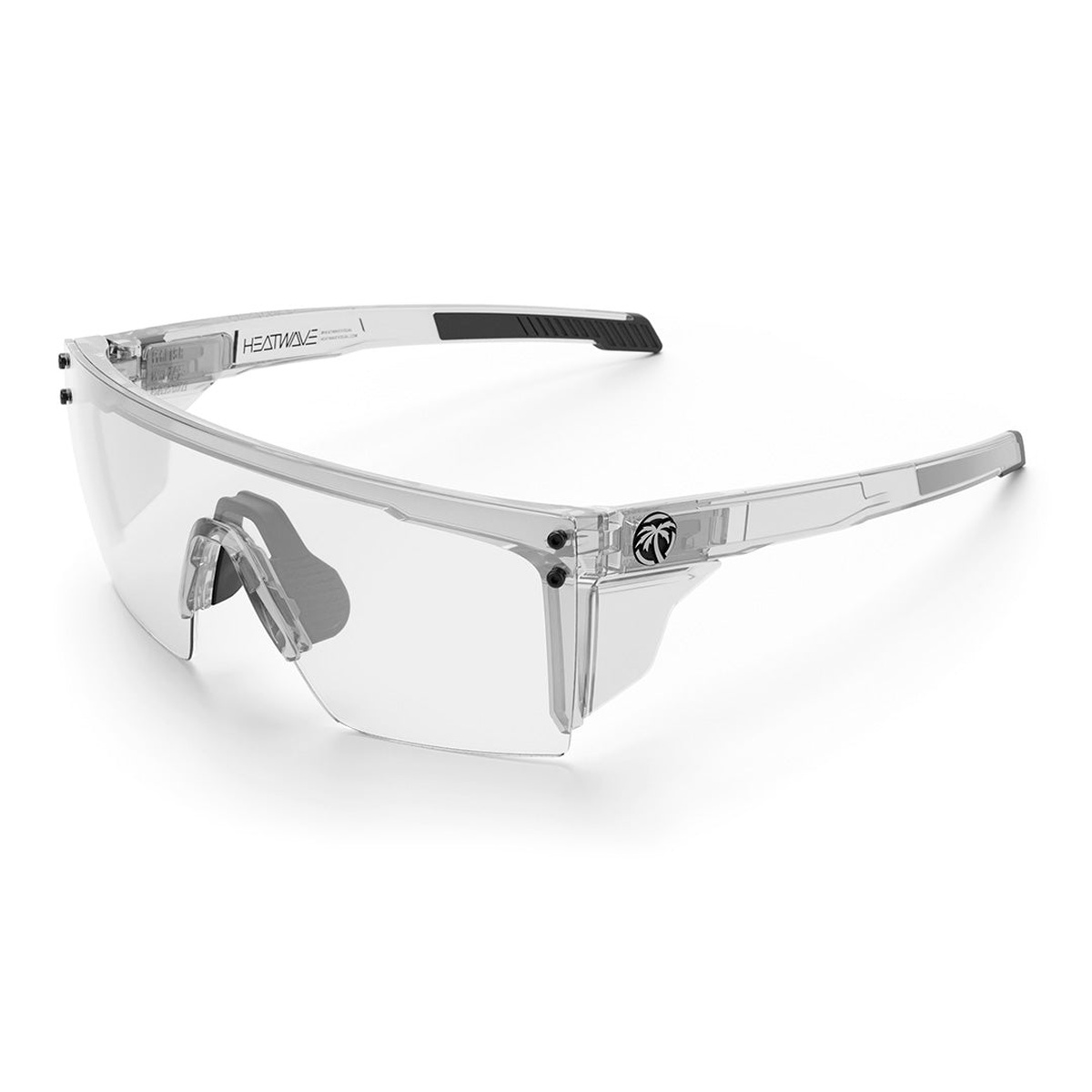 Heat Wave Visual Performance Lazer SLIM Sunglasses Anti Fog Clear Z87+ with installed side shields for debris protection in shop work