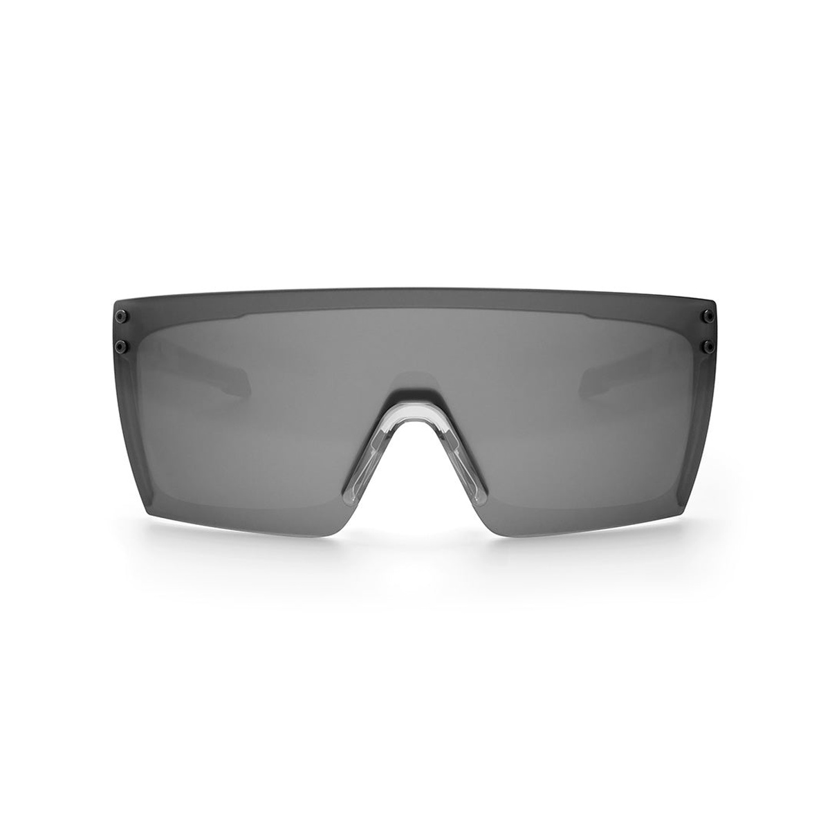 Heat Wave Visual Performance Lazer Face Sunglasses: VAPOR CLEAR Frame Photochromic Lens Z87+ front view showing full shield lens and nose contact points for secure all-day fit