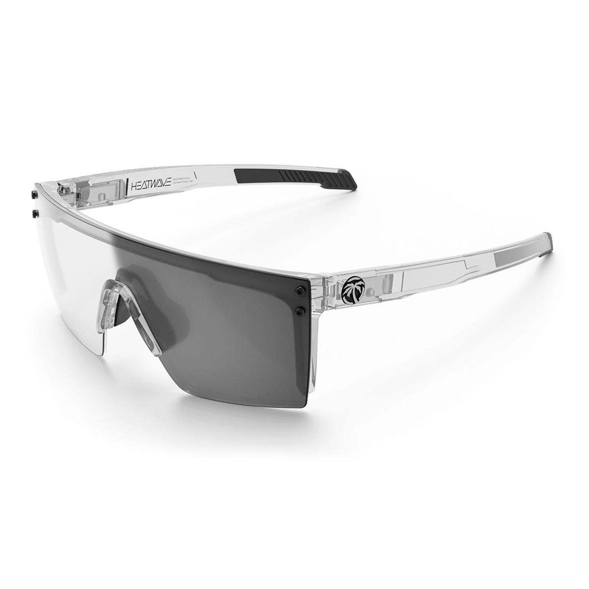 Heat Wave Visual Performance Lazer SLIM Sunglasses: VAPOR CLEAR Frame Photochromic Z87+ with slim frame, extended arms, and rubberized contact points for stable all-day wear