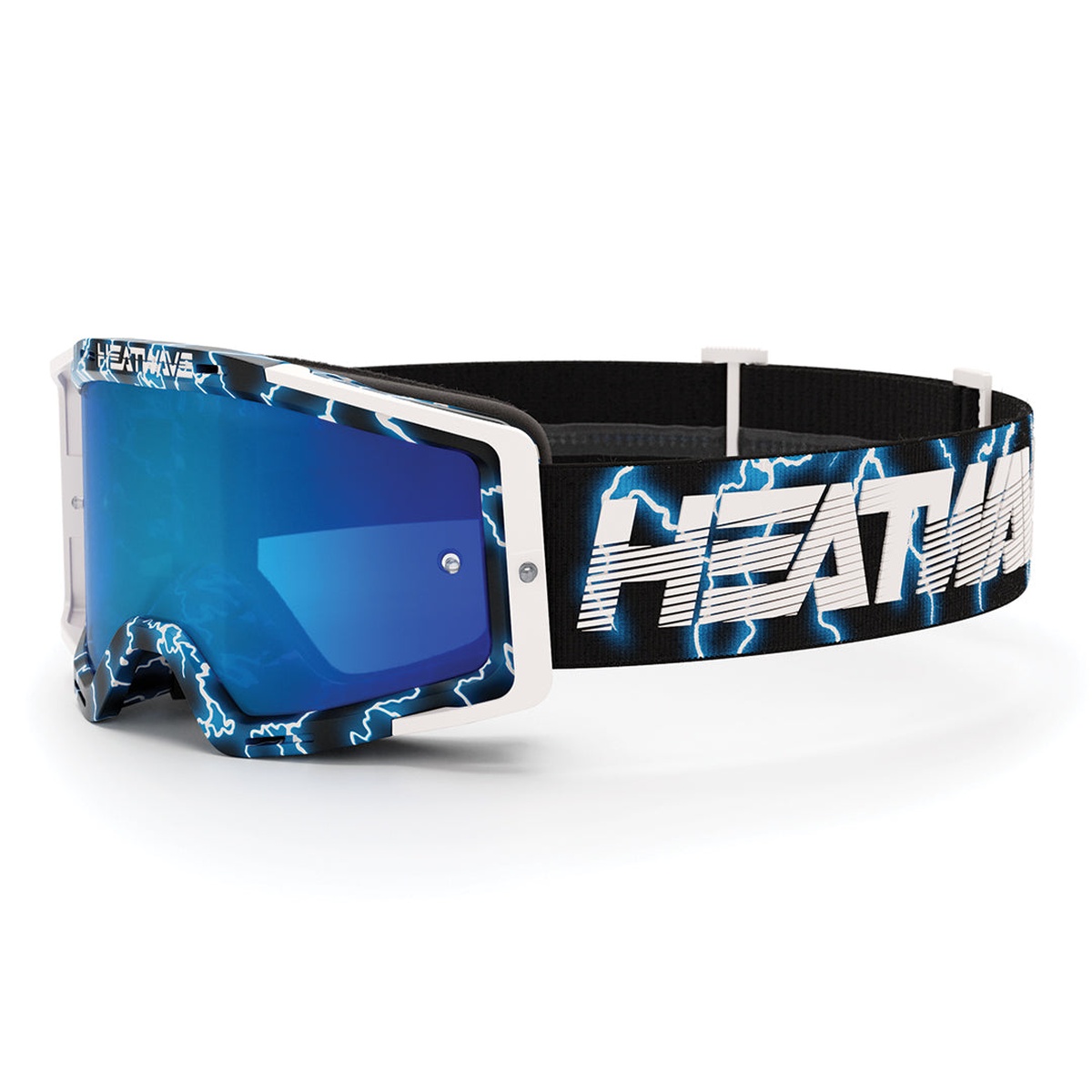 Heat Wave Visual MXG-250 Moto Goggle - Lightning with Galaxy Blue Mirror lens for motocross and off-road riding in bright dusty conditions