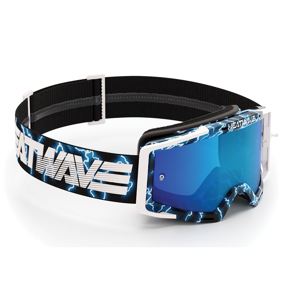 Heat Wave Visual MXG-250 Moto Goggle - Lightning laid out for off-road race use with wide strap and tear-off compatible lens system