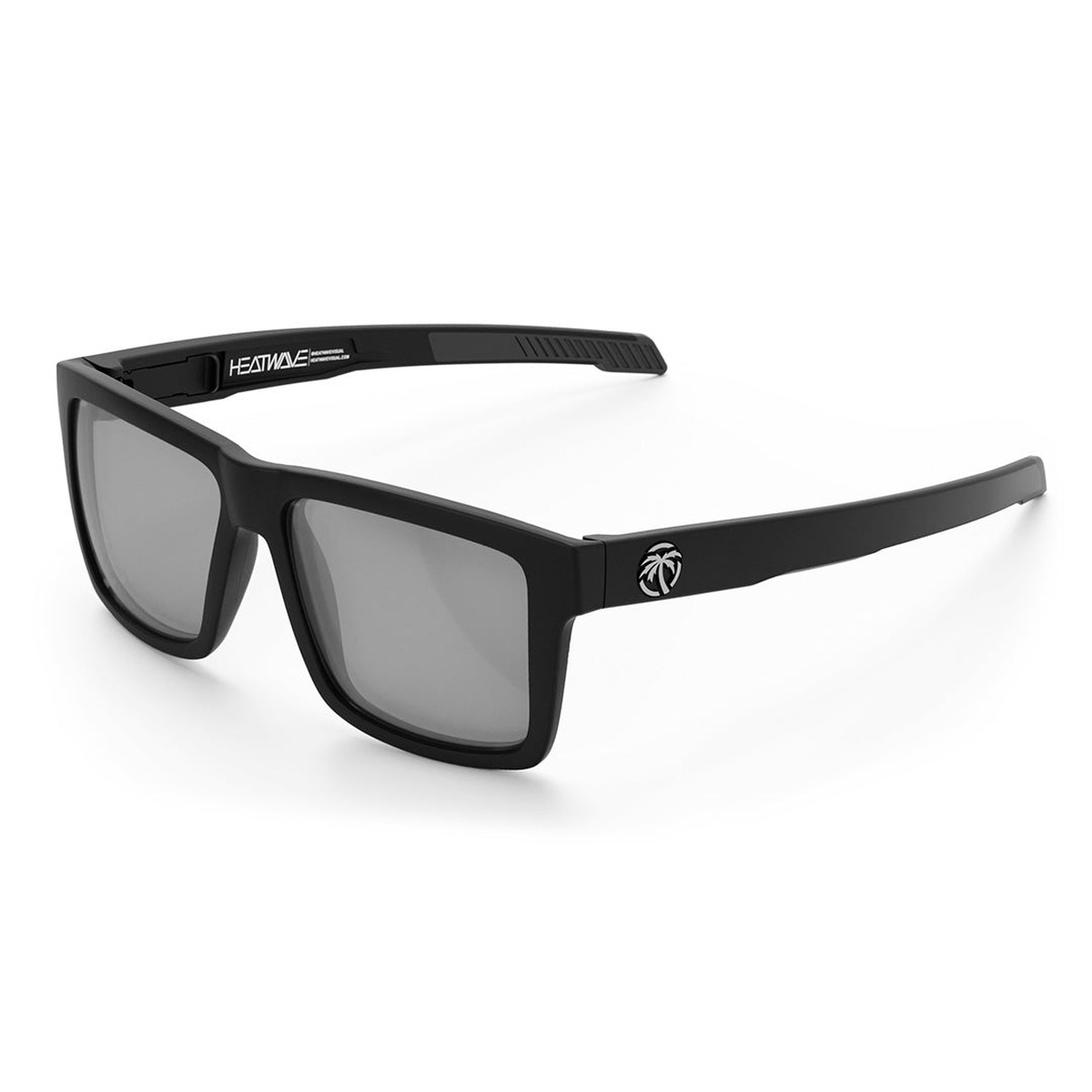 Heat Wave Visual Performance Vise Sunglasses: Photochromic Z87+ angled view showing performance arms and matte black frame for secure all-day wear