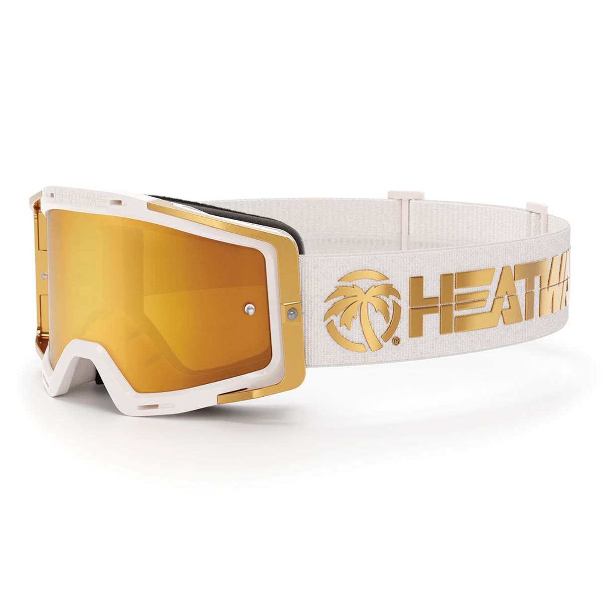 Heat Wave Visual MXG-250 Moto Goggle - Colby Raha 2.0 close-up showing foam seal, gold lens, and frame details for motocross and dirt riding