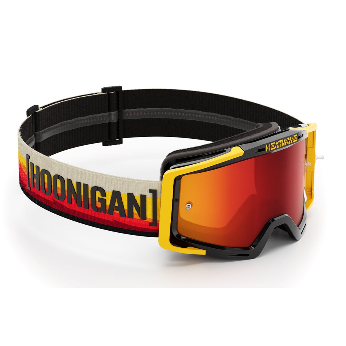 Heat Wave Visual MXG-250 Moto Goggle - Hoonigan Pastrana showing wide strap and silicone grip features for helmet stability