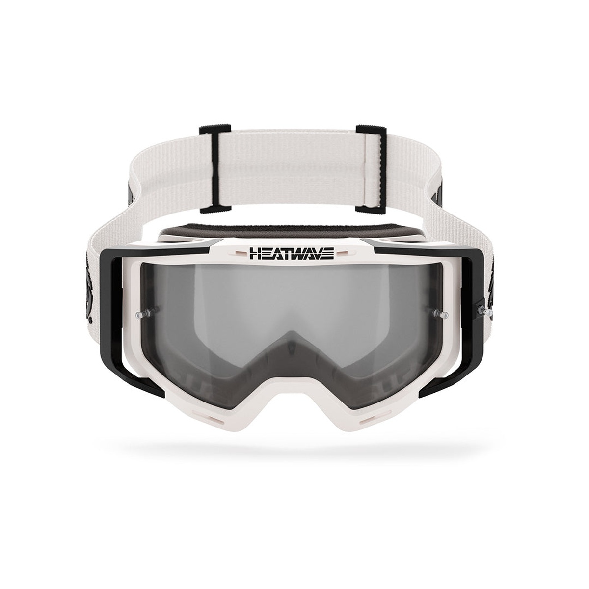 Heat Wave Visual MXG-250 Moto Goggle - Billboard Icon WHITE/PHOTOCHROMIC front view showing wide lens and race-ready frame design