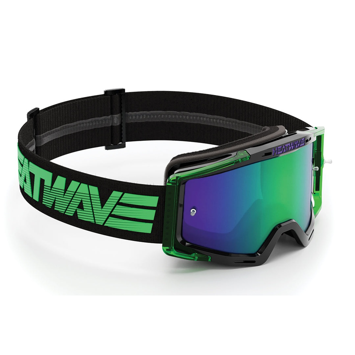 Heat Wave Visual MXG-250 Moto Goggle - Hydro Digger front angle showing frame and strap for racing and muddy track conditions