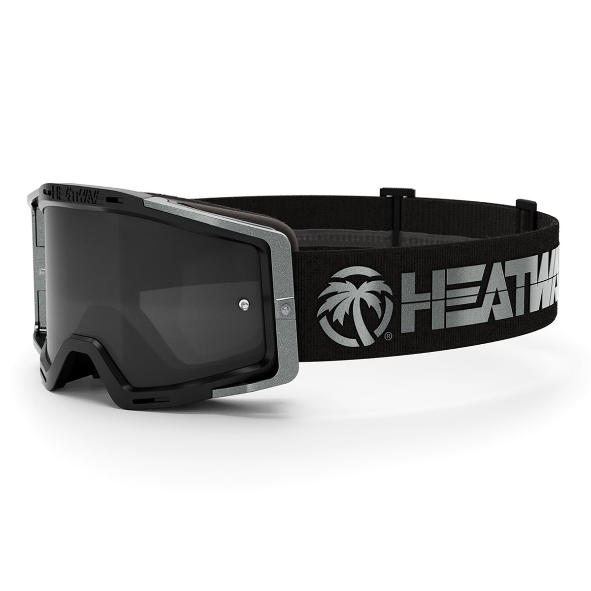 Heat Wave Visual MXG-250 Moto Goggle - BILLBOARD GT Silver with dark lens and silver frame for motocross and off-road riding in dusty conditions