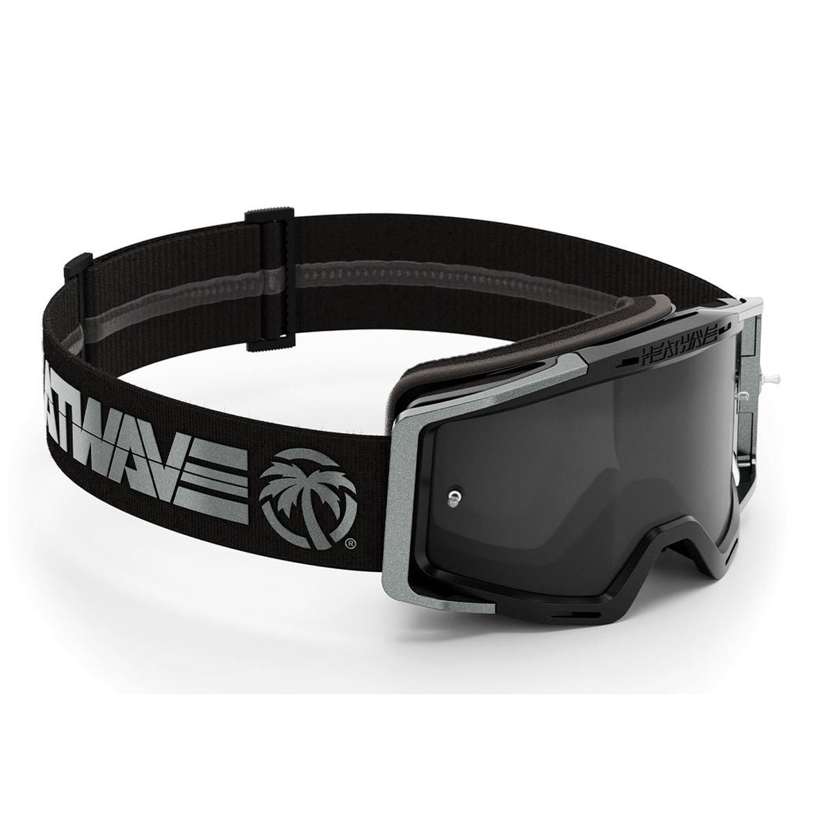 Heat Wave Visual MXG-250 Moto Goggle - BILLBOARD GT Silver showing triple layer face foam and wide strap for off-road helmet use