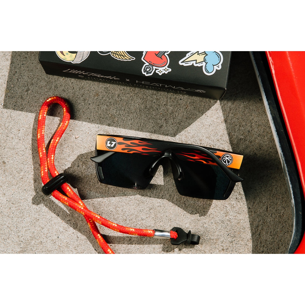 Heat Wave Visual Kids Lazer Face Sunglasses Little Trouble X Heat Wave Flames with included adjustable lace shade saver for active outdoor carry
