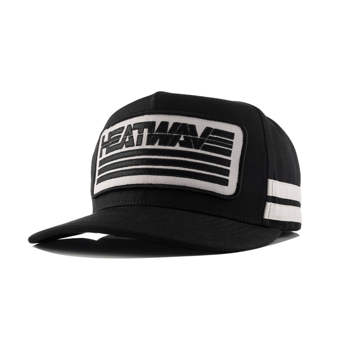 Heatwave Alloy Hat black lifestyle cap with large alloy silver front patch for everyday casual wear