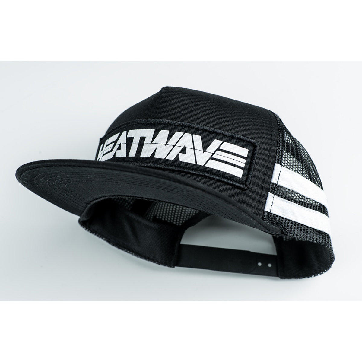 Heat Wave Visual HWV Billboard Trucker Hat rear angled view highlighting adjustable snapback closure and mesh back panels for one-size everyday wear