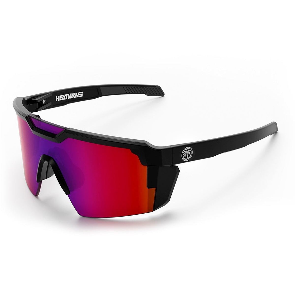 Heat Wave Visual Future Tech Sunglasses: Atmosphere Z87+ polarized safety sunglasses in black frame with full shield lens for outdoor work and high-glare conditions