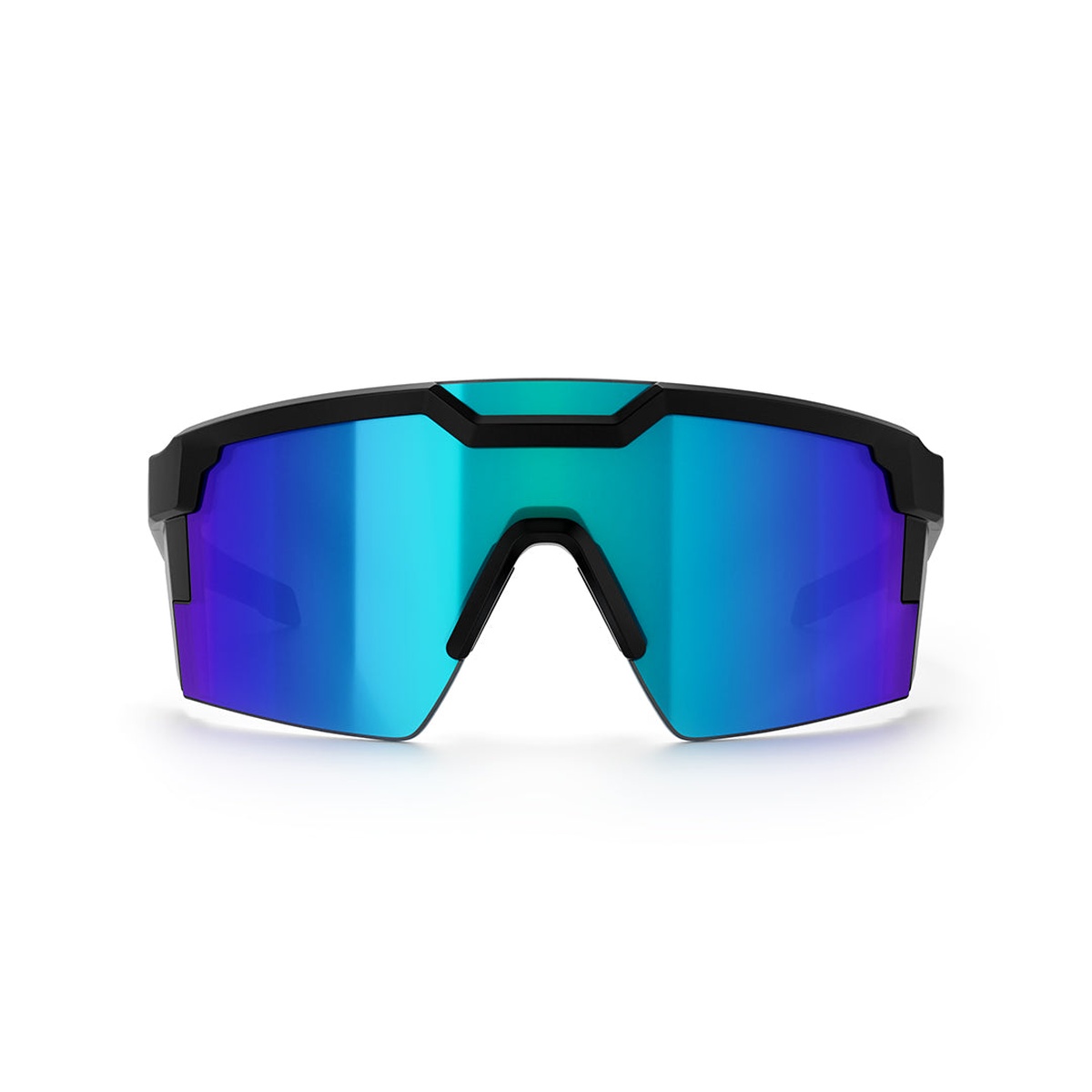 Heat Wave Visual Future Tech Sunglasses Galaxy Z87+ front view with polarized Galaxy lens for glare reduction in bright daylight conditions