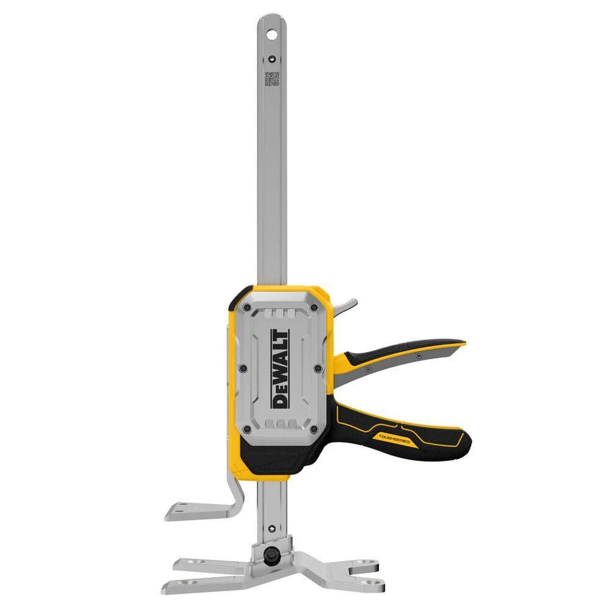 DeWalt DWHT83550 ToughSeries 8-3/4 in. 340 lb. Capacity Construction Jack showing slim base, lift plate, and reinforced handle for lifting and leveling