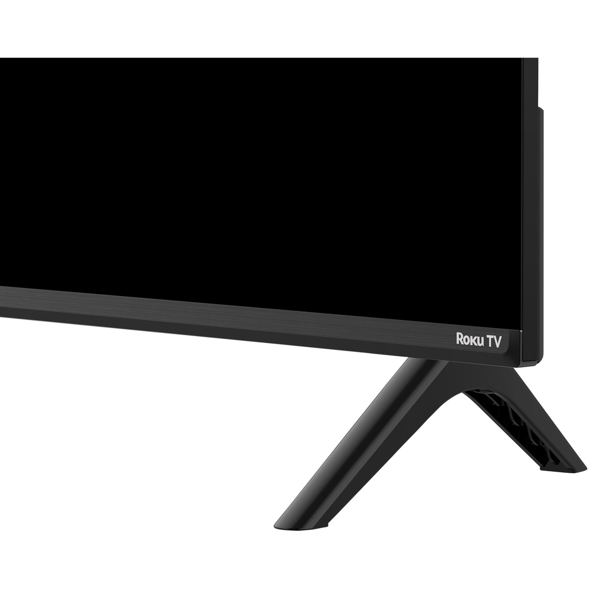 Close view of the TCL Roku TV foot and bezel design.
